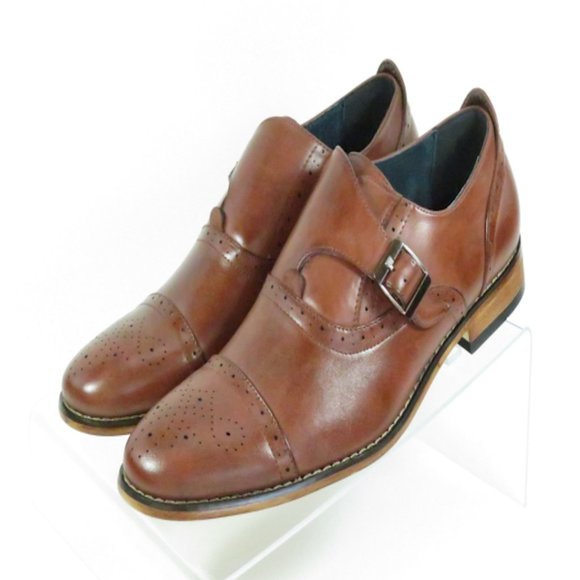 Executive Brown Buckle Italian Style Shoes - Picture 3 of 12
